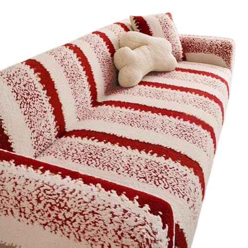JHOMHF Stretch Sofabezug aus Samt universeller Rutschfester Möbelschutz for 1 bis 5 Sitzer Sofas dehnbarer Sofabezug for Anbausofas(ColorF,3-Seater (190-230cm)) von JHOMHF