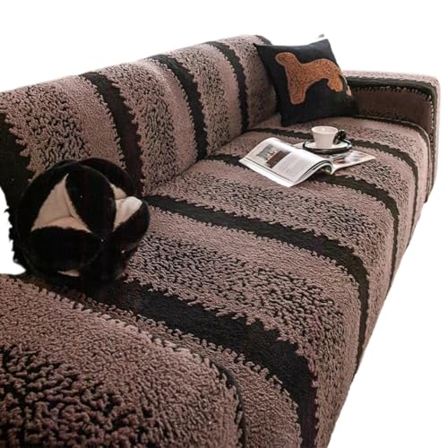 JHOMHF Stretch Sofabezug aus Samt universeller Rutschfester Möbelschutz for 1 bis 5 Sitzer Sofas dehnbarer Sofabezug for Anbausofas(Colore,3-Seater (190-230cm)) von JHOMHF
