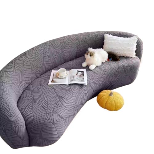 JHOMHF Stretch Sofabezug aus gebogenem Jacquard Rutschfester Halbrunder Sofabezug elastischer Sofaschutz im modernen Wolkendesign(Dark Gray,1 seat [37-57 inch]) von JHOMHF