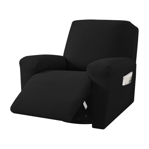 JHOMHF Stretch Sofabezug for 1/2/3 Sitzer Jacquard Sofabezüge for Liegesofas elastischer Möbelschutzbezug maschinenwaschbar(Black,1 Seater) von JHOMHF