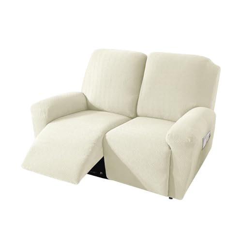 JHOMHF Stretch Sofabezug for 1/2/3 Sitzer Jacquard Sofabezüge for Liegesofas elastischer Möbelschutzbezug maschinenwaschbar(Cream,2 Seater) von JHOMHF