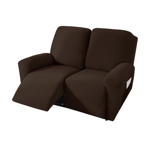 JHOMHF Stretch Sofabezug for 1/2/3 Sitzer Jacquard Sofabezüge for Liegesofas elastischer Möbelschutzbezug maschinenwaschbar(Dark Coffee,2 Seater) von JHOMHF