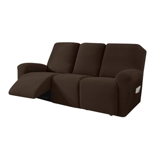 JHOMHF Stretch Sofabezug for 1/2/3 Sitzer Jacquard Sofabezüge for Liegesofas elastischer Möbelschutzbezug maschinenwaschbar(Dark Coffee,3 Seater) von JHOMHF