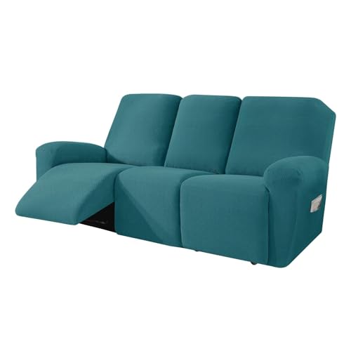 JHOMHF Stretch Sofabezug for 1/2/3 Sitzer Jacquard Sofabezüge for Liegesofas elastischer Möbelschutzbezug maschinenwaschbar(Dark Green,3 Seater) von JHOMHF