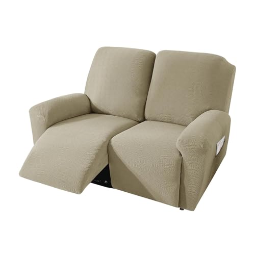 JHOMHF Stretch Sofabezug for 1/2/3 Sitzer Jacquard Sofabezüge for Liegesofas elastischer Möbelschutzbezug maschinenwaschbar(Khaki,2 Seater) von JHOMHF