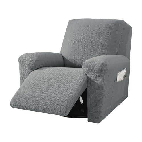 JHOMHF Stretch Sofabezug for 1/2/3 Sitzer Jacquard Sofabezüge for Liegesofas elastischer Möbelschutzbezug maschinenwaschbar(Light Gray,1 Seater) von JHOMHF