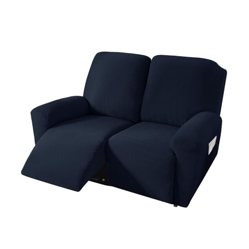 JHOMHF Stretch Sofabezug for 1/2/3 Sitzer Jacquard Sofabezüge for Liegesofas elastischer Möbelschutzbezug maschinenwaschbar(Navy Blue,2 Seater) von JHOMHF