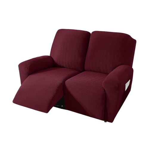JHOMHF Stretch Sofabezug for 1/2/3 Sitzer Jacquard Sofabezüge for Liegesofas elastischer Möbelschutzbezug maschinenwaschbar(Wine Red,2 Seater) von JHOMHF