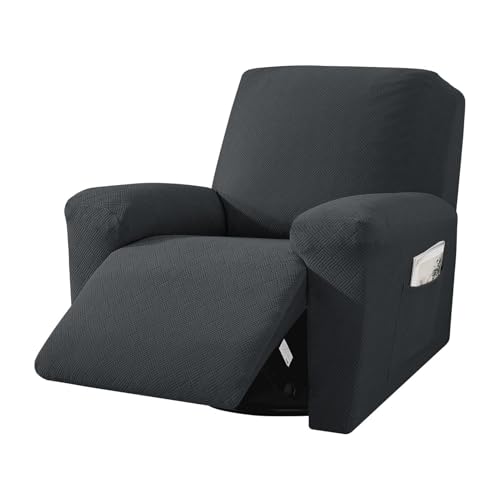 JHOMHF Stretch Sofabezug for 1 2 3 Sitzer Sofas Jacquard-Sofabezug mit rutschfestem Möbelschutz (Dark Gray,1 Seater) von JHOMHF