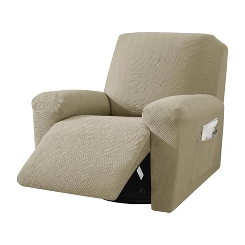 JHOMHF Stretch Sofabezug for 1 2 3 Sitzer Sofas Jacquard-Sofabezug mit rutschfestem Möbelschutz (Khaki,1 Seater) von JHOMHF