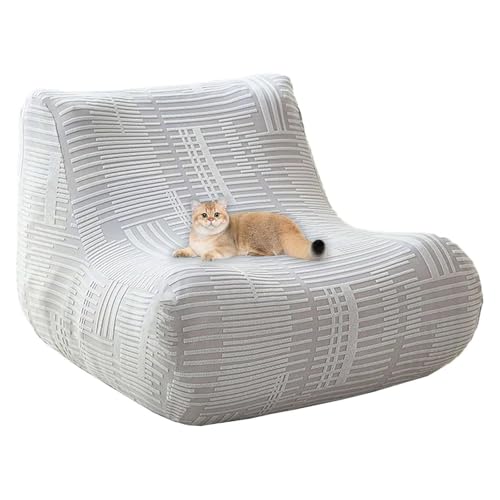 JHOMHF Stretch Sofabezug for Einzelsofas Jacquard Sofabezug for Bodenstühle, for die armlose Lazy Couch am Kamin Abnehmbarer und waschbarer Schutz for Wohnzimmermöbel(Grey) von JHOMHF