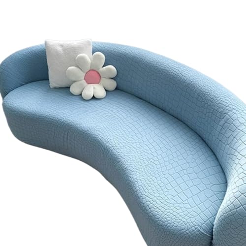JHOMHF Stretch Sofabezug halbrund gebogen rutschfest moderner Sofabezug in Wolkenform elastischer Möbelschutz(Light Blue,4seat [ 92-118 inch]) von JHOMHF