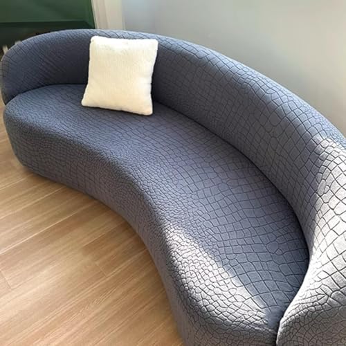 JHOMHF Stretch-Sofabezug halbrund gebogen rutschfest moderner Sofabezug in Wolkenform for Wohnzimmermöbel(Dark Gray,3 seat [72-92 inch]) von JHOMHF