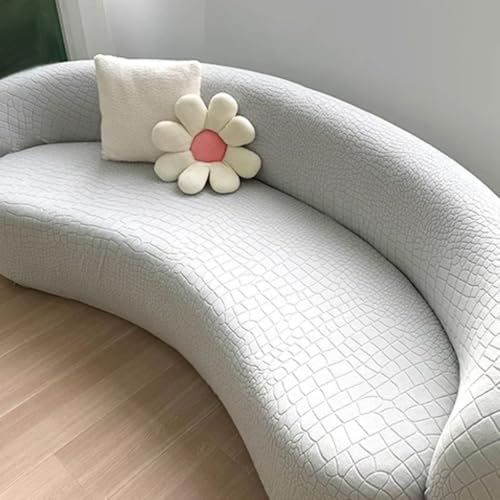 JHOMHF Stretch-Sofabezug halbrund gebogen rutschfest moderner Sofabezug in Wolkenform for Wohnzimmermöbel(Light Gray,4seat [ 92-118 inch]) von JHOMHF