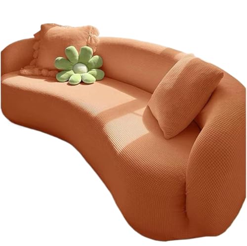JHOMHF Stretch Sofabezug in Halbkreisform, gebogen for Wohnzimmer waschbar Sofabezug(Orange,3 seat [72-92 in]) von JHOMHF