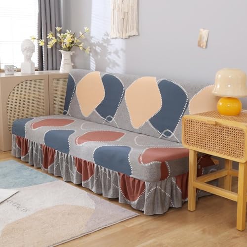 JHOMHF Stretch Sofabezug ohne Armlehnen Bedruckt for Schlafsofa waschbar Möbelschutz for Klappbetten(Style 5,Large) von JHOMHF