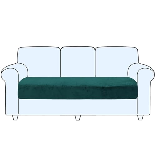 JHOMHF Stretch Sofakissenbezüge aus Samt abnehmbar weich waschbar Ersatz Sitzkissen universell passende Couch-Schonbezüge for Wohnzimmersofas(Dark Green,Large) von JHOMHF