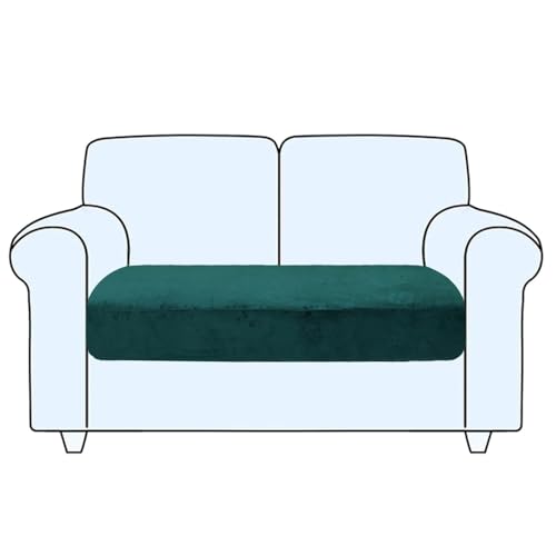JHOMHF Stretch Sofakissenbezüge aus Samt abnehmbar weich waschbar Ersatz Sitzkissen universell passende Couch-Schonbezüge for Wohnzimmersofas(Dark Green,Medium) von JHOMHF