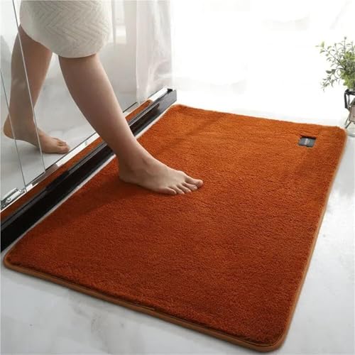 JHOMHF Super Saugfähige Badematte Ultraweiche Mikrofaser rutschfeste Duschmatte Maschinenwaschbarer Badezimmerteppich for Den Innen Und Außenbereich(Orange,50x80cm) von JHOMHF