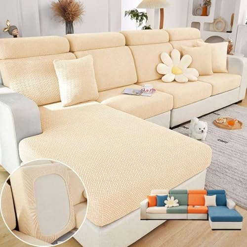 JHOMHF Universelle Sofabezüge for Männer Und Frauen Dehnbar Waschbar for Sofakissen Passend for Sofagarnituren Zweisitzer(Beige,Back Cover M) von JHOMHF