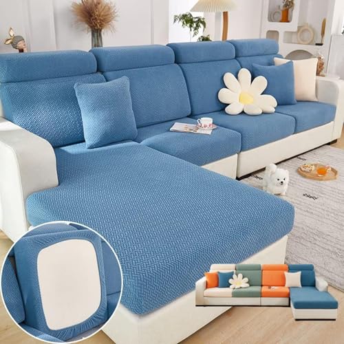JHOMHF Universelle Sofabezüge for Männer Und Frauen Dehnbar Waschbar for Sofakissen Passend for Sofagarnituren Zweisitzer(Blue,Large Single Seat Cover) von JHOMHF