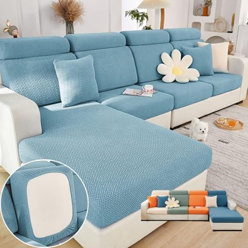 JHOMHF Universelle Sofabezüge for Männer Und Frauen Dehnbar Waschbar for Sofakissen Passend for Sofagarnituren Zweisitzer(Light Blue,Chaise Cover) von JHOMHF