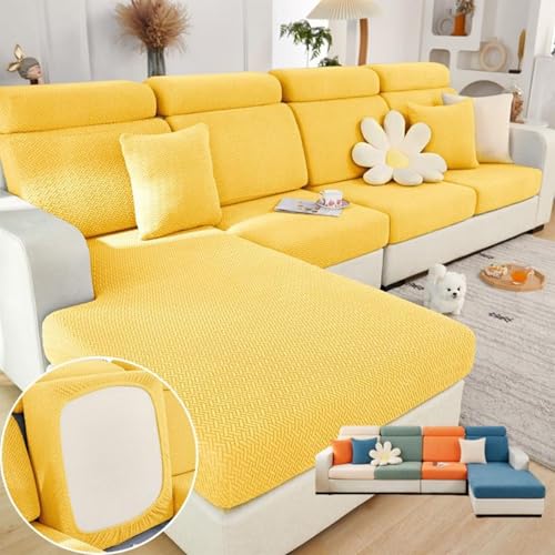 JHOMHF Universelle Sofabezüge for Männer Und Frauen Dehnbar Waschbar for Sofakissen Passend for Sofagarnituren Zweisitzer(Yellow,Back Cover M) von JHOMHF