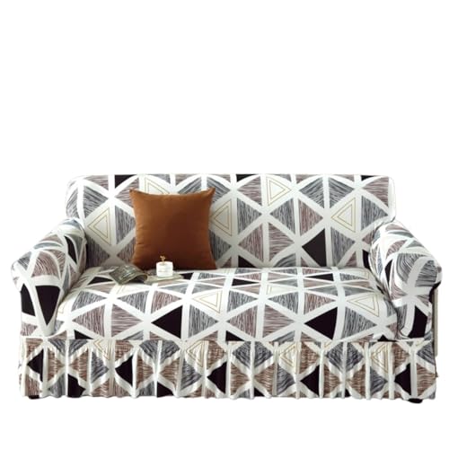 JHOMHF Universeller hochelastischer bedruckter Sofabezug hautfreundlich waschbar atmungsaktiv mit Rock for Sektionssofa mit Liegefunktion(Color9,4 Seater) von JHOMHF