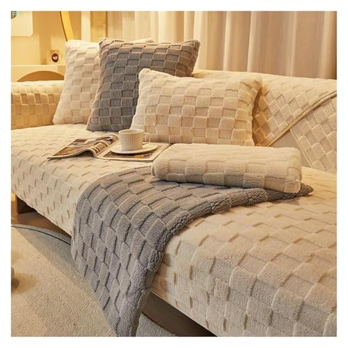 JHOMHF Waschbare rutschfeste Sofabezüge for Couchbezüge Möbelschutz dekorative Sofabezüge for das Wohnzimmer(Beige,35x50cm(Pillowcase)) von JHOMHF