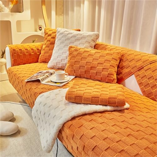 JHOMHF Waschbare rutschfeste Sofabezüge for Couchbezüge Möbelschutz dekorative Sofabezüge for das Wohnzimmer(Orange,27"x82") von JHOMHF