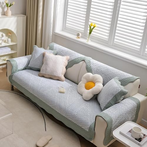 JHOMHF Waschbarer Baumwoll Schonbezug for Sofagarnitur haustierfreundlicher Möbelschutz for Kinder Sofakissenbezug mit Blumenmuster(Color4,110 * 240cm) von JHOMHF