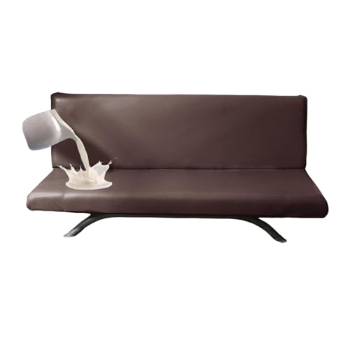 JHOMHF Wasserdichter Futon Couchbezug Schonbezug for Leder Futons armlose Schlafsofas haustierfreundlicher Schutz for Kinder waschbarer Schlafsofabezug(Coffee,Large) von JHOMHF