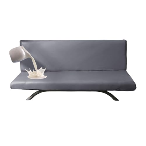 JHOMHF Wasserdichter Futon Couchbezug Schonbezug for Leder Futons armlose Schlafsofas haustierfreundlicher Schutz for Kinder waschbarer Schlafsofabezug(Light Gray,Small) von JHOMHF
