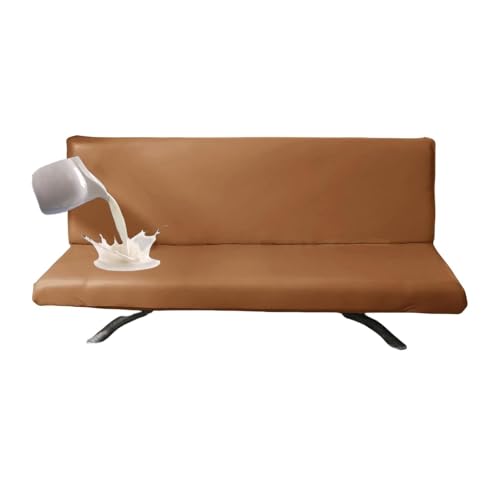 JHOMHF Wasserdichter Futon Couchbezug Schonbezug for Leder Futons armlose Schlafsofas haustierfreundlicher Schutz for Kinder waschbarer Schlafsofabezug(Orange,Large) von JHOMHF