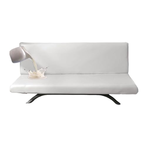 JHOMHF Wasserdichter Futon Couchbezug Schonbezug for Leder Futons armlose Schlafsofas haustierfreundlicher Schutz for Kinder waschbarer Schlafsofabezug(White,Small) von JHOMHF