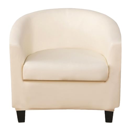 JHOMHF Wasserdichter Schonbezug for Clubsessel aus PU Leder 2 teiliges rutschfestes Stuhlbezug Set for Fässer for die Hotelrezeption das Wohnzimmerbüro(Beige) von JHOMHF
