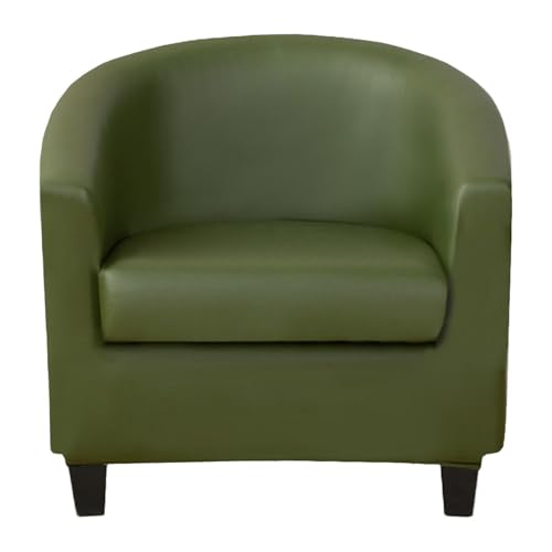 JHOMHF Wasserdichter Schonbezug for Clubsessel aus PU Leder 2 teiliges rutschfestes Stuhlbezug Set for Fässer for die Hotelrezeption das Wohnzimmerbüro(Green) von JHOMHF