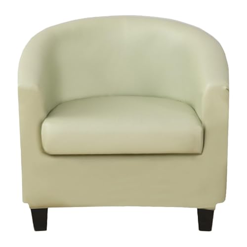JHOMHF Wasserdichter Schonbezug for Clubsessel aus PU Leder 2 teiliges rutschfestes Stuhlbezug Set for Fässer for die Hotelrezeption das Wohnzimmerbüro(Light Green) von JHOMHF