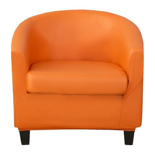 JHOMHF Wasserdichter Schonbezug for Clubsessel aus PU Leder 2 teiliges rutschfestes Stuhlbezug Set for Fässer for die Hotelrezeption das Wohnzimmerbüro(Orange) von JHOMHF