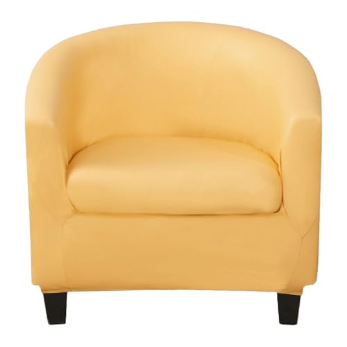 JHOMHF Wasserdichter Schonbezug for Clubsessel aus PU Leder 2 teiliges rutschfestes Stuhlbezug Set for Fässer for die Hotelrezeption das Wohnzimmerbüro(Yellow) von JHOMHF