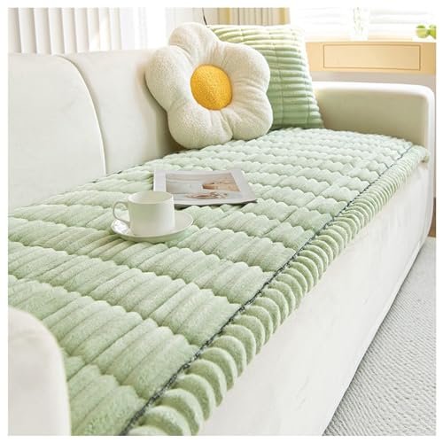 JHOMHF Weicher Sofabezug aus Cord Plüsch waschbar rutschfest Haustier und kinderfreundlicher Möbelschutz(Green,90 * 70cm) von JHOMHF