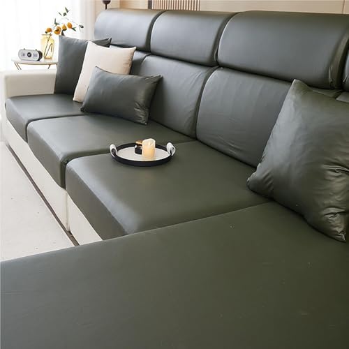 JHOMHF wasserdichte Sofakissenbezüge Stretch Kratzschutzbezug aus Kunst PU Leder for L förmiges Sofa separater Kissenbezug for Wohnzimmermöbel(Color2,Backrest Cover M) von JHOMHF
