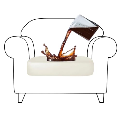 JHOMHF wasserdichte Sofakissenbezüge passgenaue Sofabezüge for 1 Sitzer aus Kunstleder langlebige leicht zu reinigende Möbelschutzbezüge(White) von JHOMHF