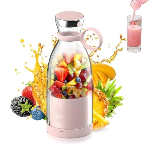 Tragbarer Entsafter-Mixer Mit USB-Schnellladefunktion For Frischen Saft For Shakes Und Smoothies Mit 14,2-oz-Reisebecher Und Deckel(Pink) von JHOMHF