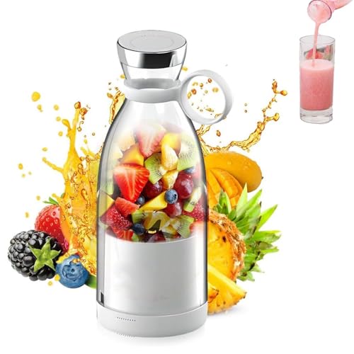 Tragbarer Entsafter-Mixer Mit USB-Schnellladefunktion For Frischen Saft For Shakes Und Smoothies Mit 14,2-oz-Reisebecher Und Deckel(White) von JHOMHF