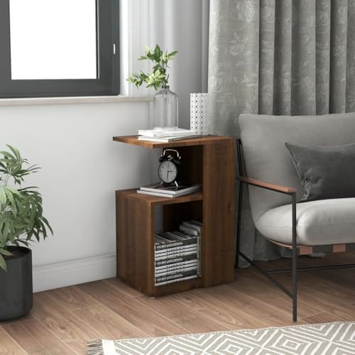 Beistelltisch, Couchtisch Sofatisch Kaffeetisch Wohnzimmertisch Konsolentisch Zeitschriftenständer Teetisch Geeignet für Büro Flur Wohnzimmer Schlafzimmer Braun Eichen-Optik 36x30x56 cm Holzwerkstoff von JHQHSM