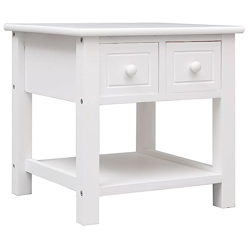 Beistelltisch, Nachttisch Telefontisch Couchtisch Kaffeetisch Wohnzimmertisch Konsolentisch Sofatisch Teetisch Geeignet für Schlafzimmer Büro Flur Wohnzimmer Weiß 40 x 40 x 40 cm Paulownia Holz von JHQHSM