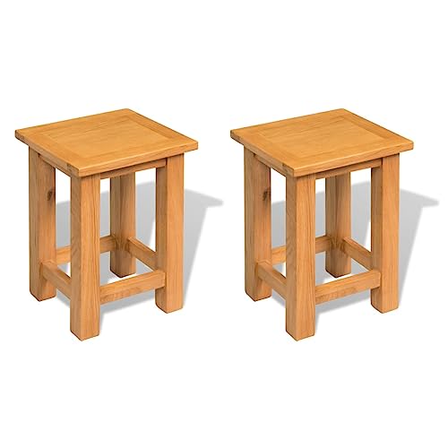 Beistelltische 2 Stk. Konsolentisch Beistelltische Couchtisch Kaffeetisch Wohnzimmertisch Sofatisch Side table Teetisch Geeignet für Wohnzimmer Schlafzimmer Büro Flur 27x24x37 cm Massivholz Eiche von JHQHSM