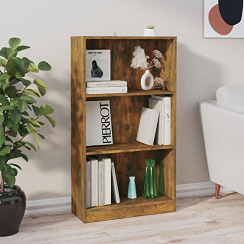 Bücherregal, Wohnzimmerschrank Bücherschrank Aufbewahrungregal Lagerregal Bookcase Regale Bookshelf Seitenschrank für Büro Flur Schlafzimmer Arbeitszimmer Räuchereiche 60x24x109 cm Holzwerkstoff von JHQHSM