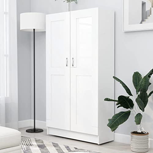 Bücherschrank, Bücherregal Aufbewahrungregal Lagerregal Bookcase Bookshelf Beistellschrank Raumteiler Highboard Geeignet für Büro Flur Schlafzimmer Arbeitszimmer Weiß 82,5x30,5x150 cm Holzwerkstoff von JHQHSM